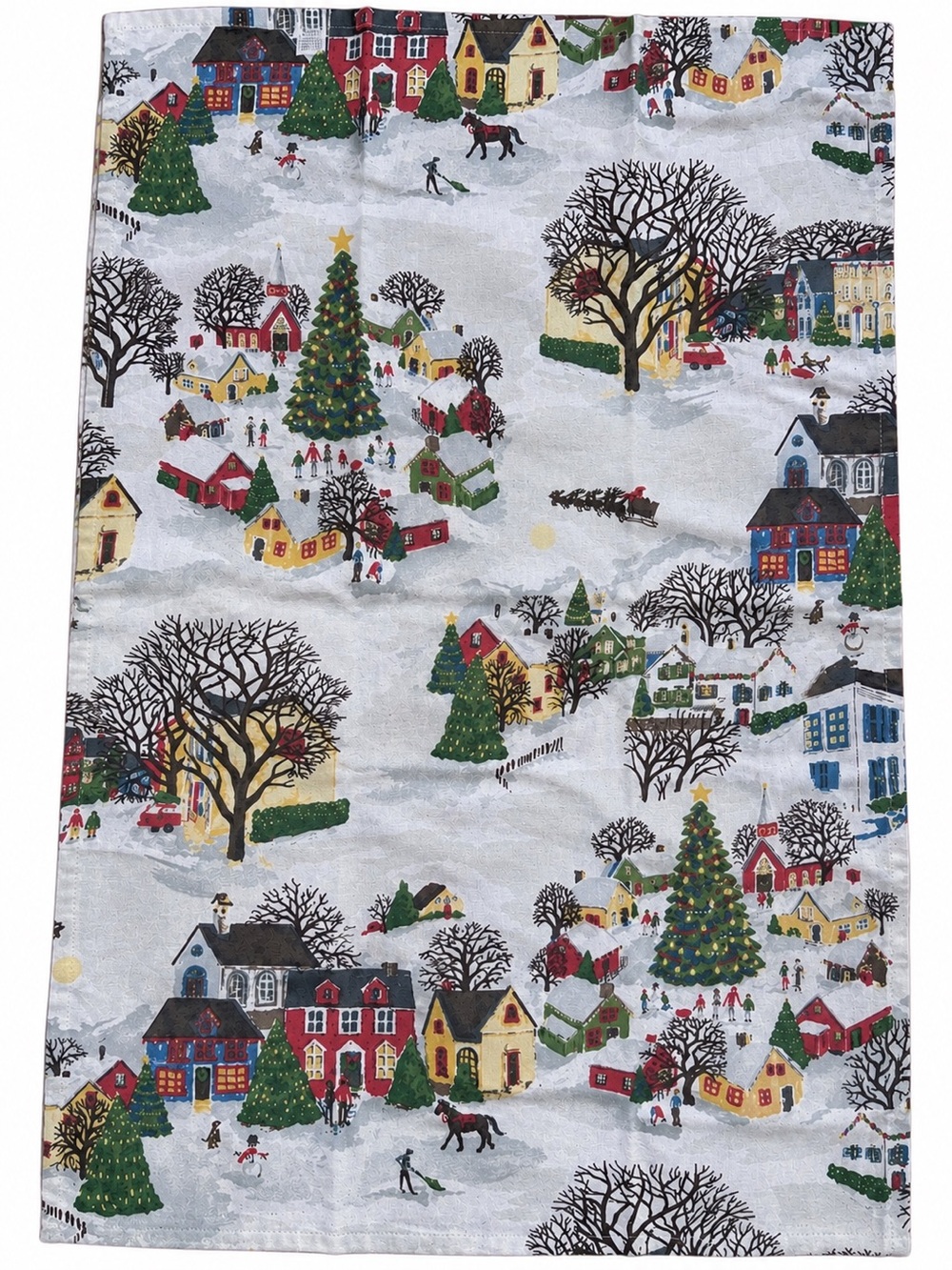 Pottery Barn Winter Village Christmas Kitchen Towel Fabric Snowy Village Holiday
